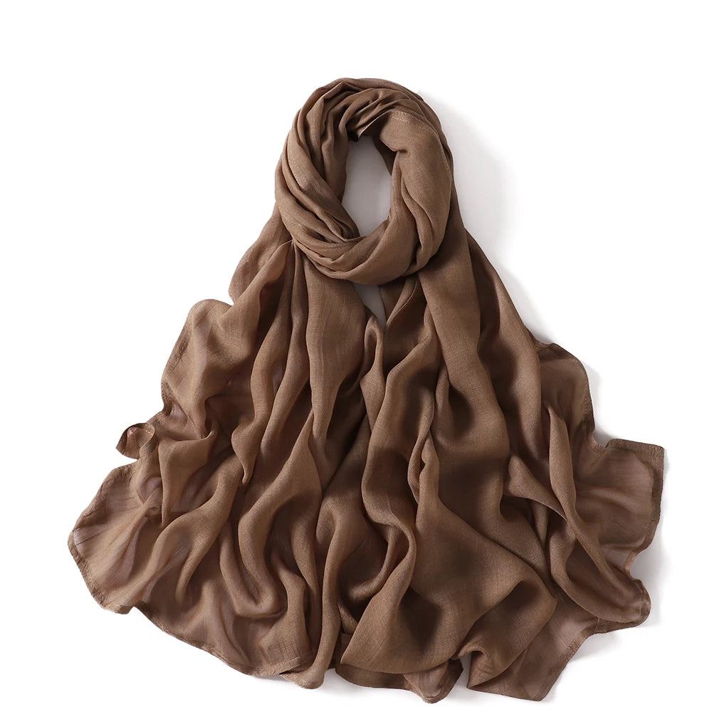 Women Scarf Thin Plain Shawls Soft Viscose Rayon Headscarf Turban Headband 200x85cm